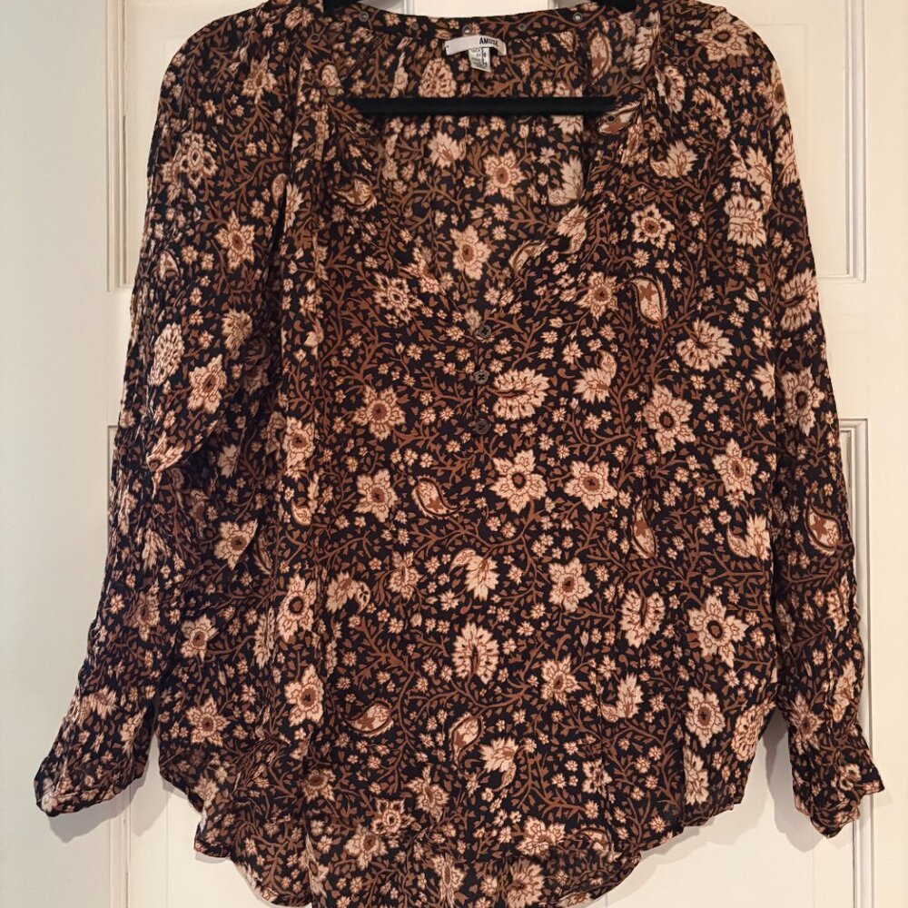 Ruched longsleeve blouse by Amuse Society.